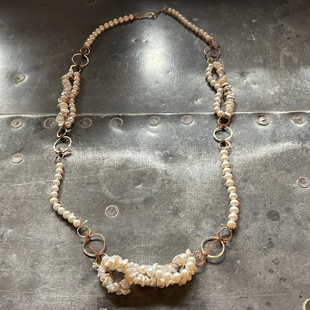 Melissa Joy Manning Pearl and gold necklace